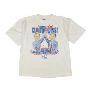 Vtg 1992 Clinton Gore T Shirt XL USA Salem Political Single Stitch Tee White
